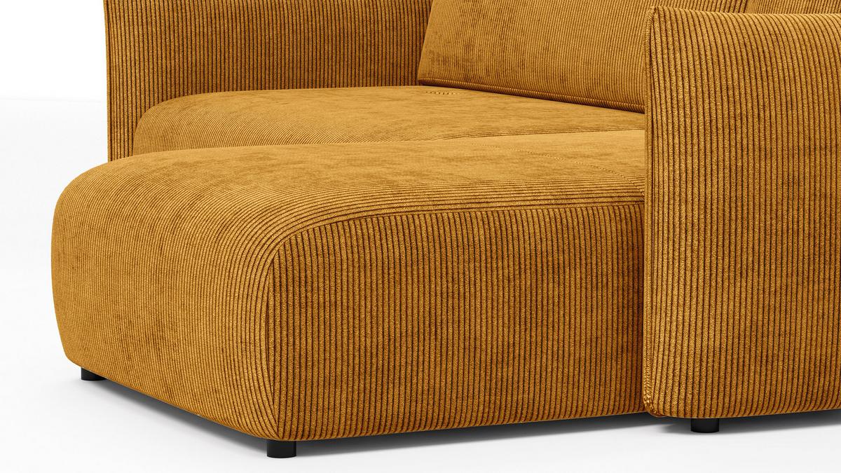 ECKSOFA TAUER 3-Sitzer links, safran - Gelb/Schwarz, Holz/Textil (248/173cm) - Wozimo