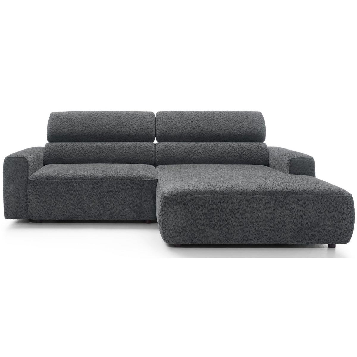 ECKSOFA Fando Dunkelgrau Chenille - Dunkelgrau/Schwarz, Kunststoff/Textil (182/252cm) - Selsey