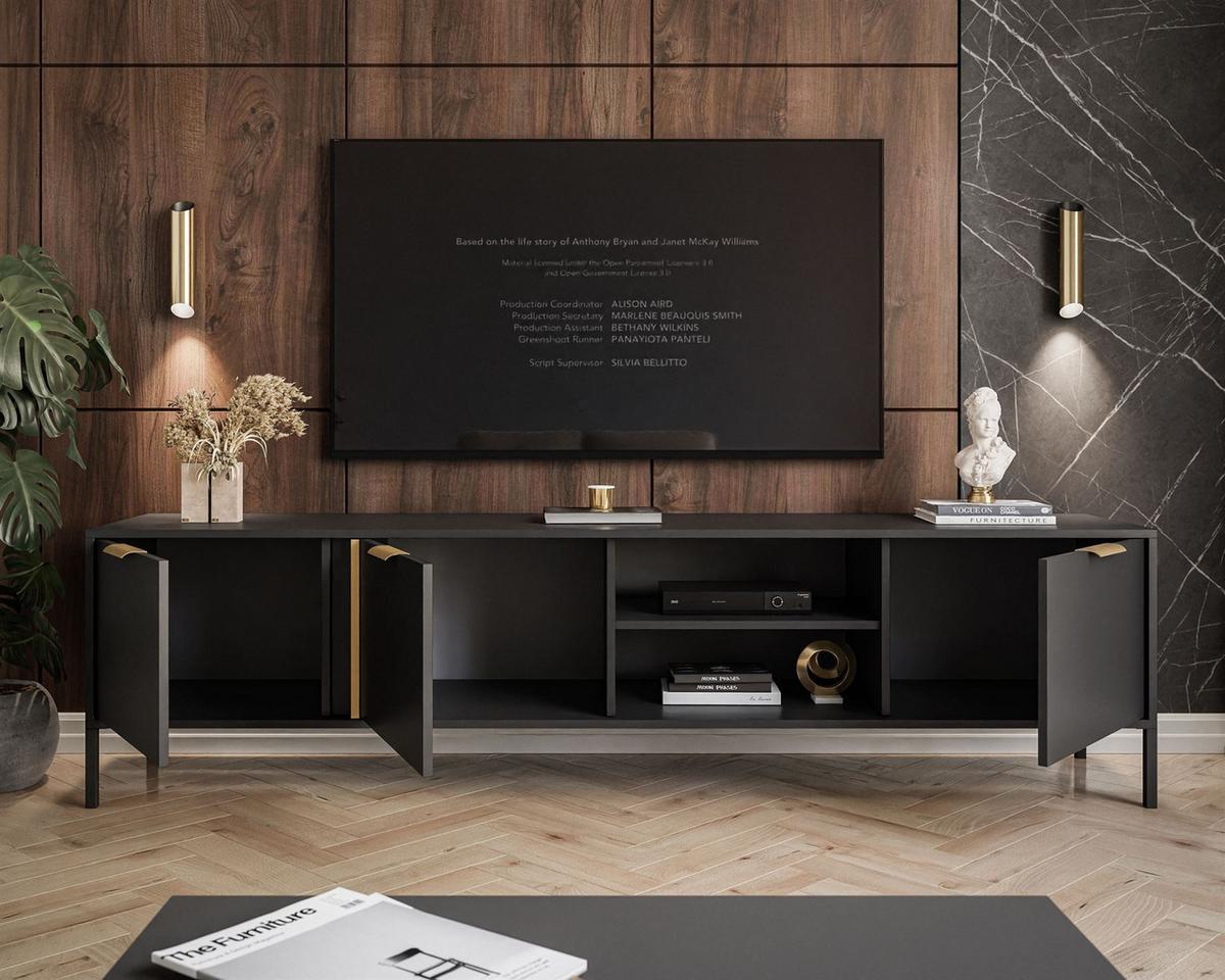TV Element LARETTO II 203 cm anthrazit - Schwarz, Holzwerkstoff (203/53/40cm) - Lookway