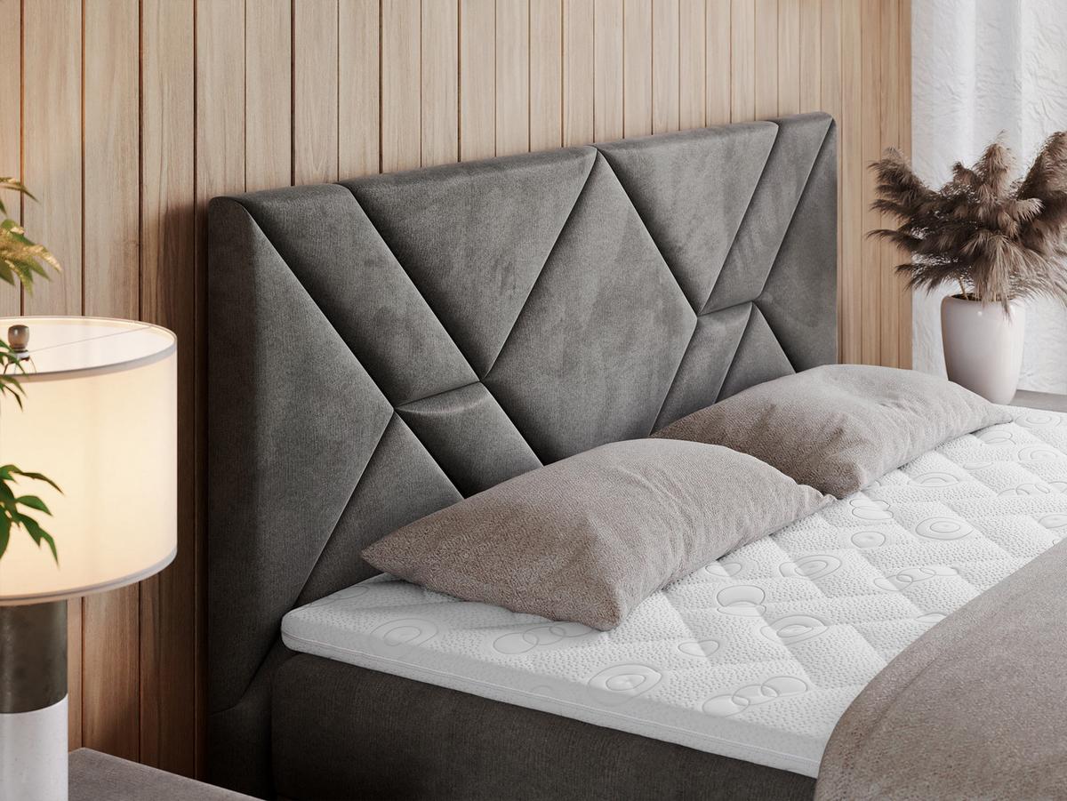 BOXBETT NEOMI 140/200 - Dunkelgrau Velvet - H4 - Topper T25 - Dunkelgrau, Holz/Textil (140/200cm)