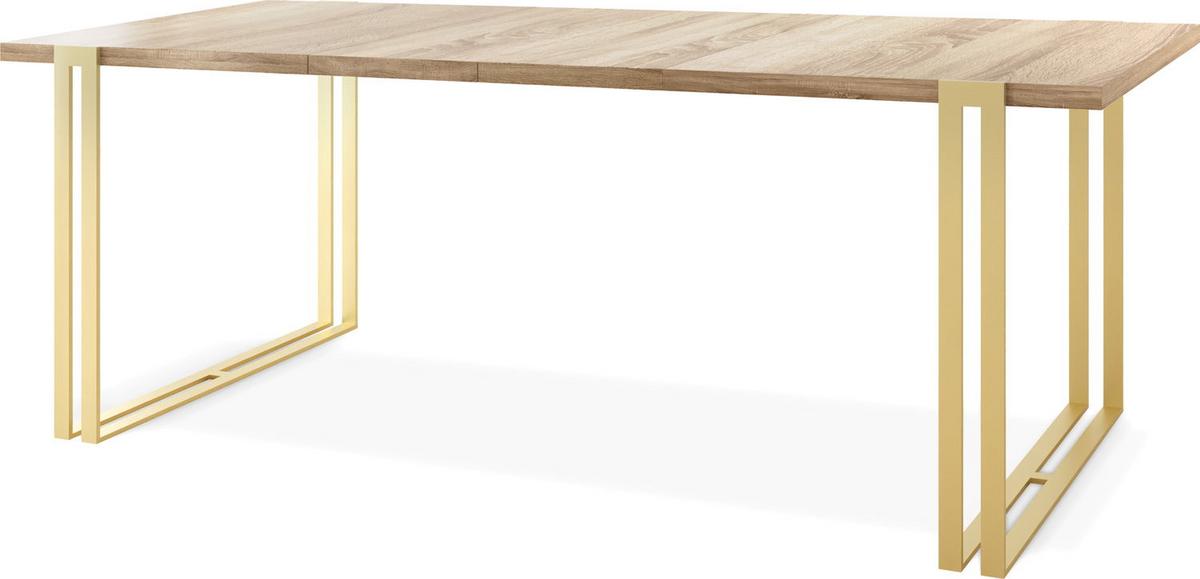 ESSTISCH Stella rechteckig ausziehbar, Sonoma Eiche 140-260/80/76 cm - Goldfarben/Sonoma Eiche, Holzwerkstoff/Metall (80/240/76cm) - WFL GROUP