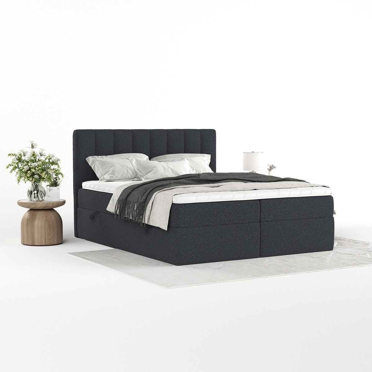 BOXBETT Bari 140/200 cm Anthrazit im Riva Stoff - Anthrazit, Holz/Holzwerkstoff (140/200cm) - AltaBeds