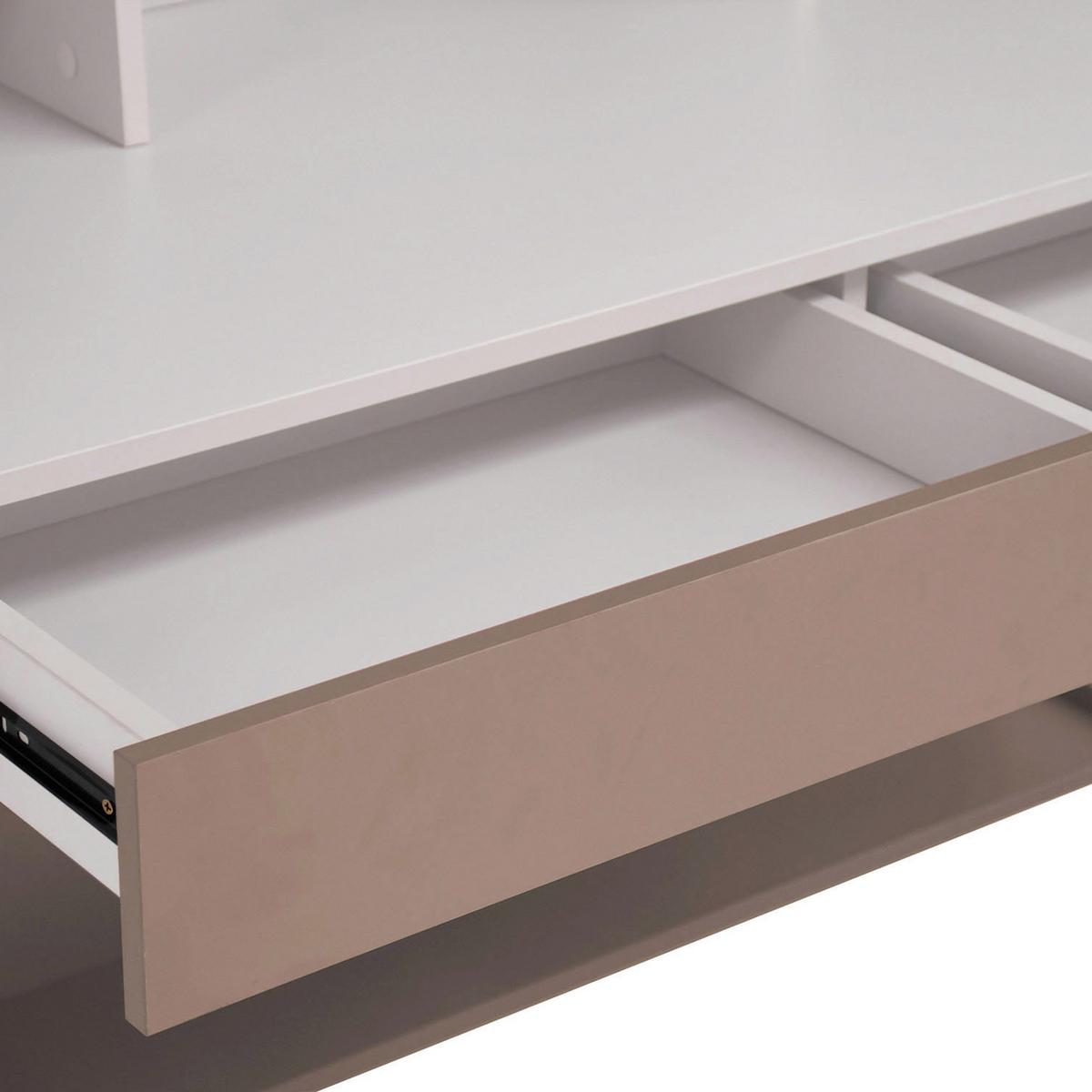 SCHREIBTISCH Boreo mit 2 Schubladen und Aufsatz mit 3 Regalboden, 120 cm, Kaschmir+Hellbraun - Kaschmir/Hellbraun, Holzwerkstoff/Metall (55/120/114cm) - Beautysofa