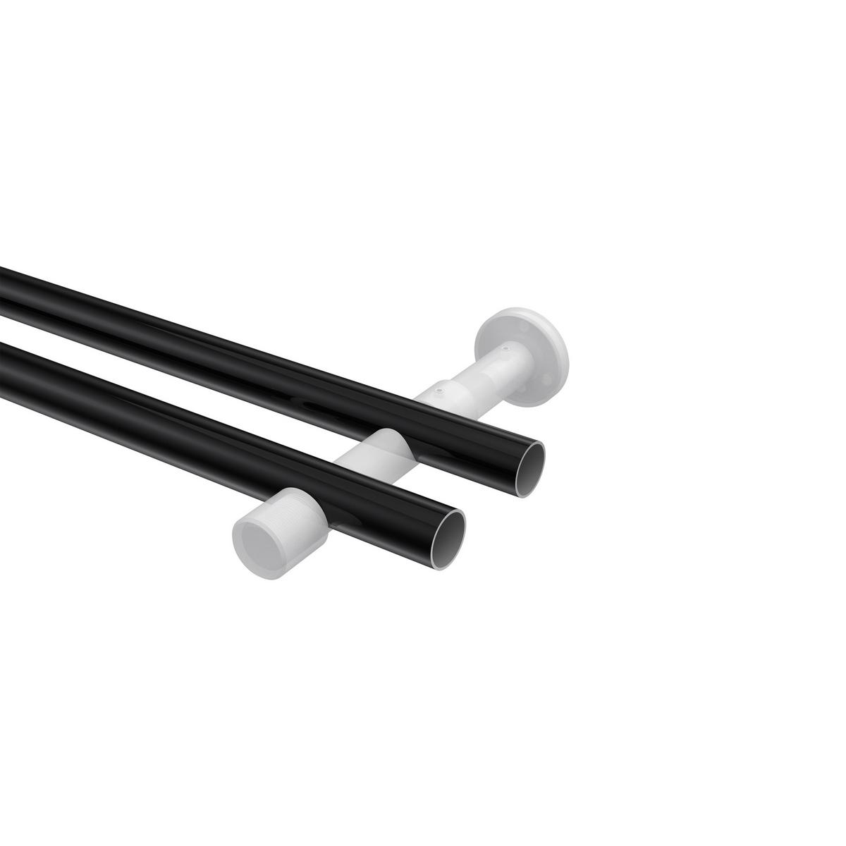 GARDINENSTANGE Prestige Estana 480 cm (geteilt in 3 x 160 cm), 2-läufig (ohne Ringe), 20 mm Ø Schwarz - Schwarz, Metall (480cm) - INTERDECO