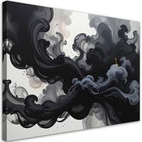 LEINWANDBILD, Schwarzer Rauch Nebel abstrakt - Schwarz, Textil (45/30cm) - Feeby