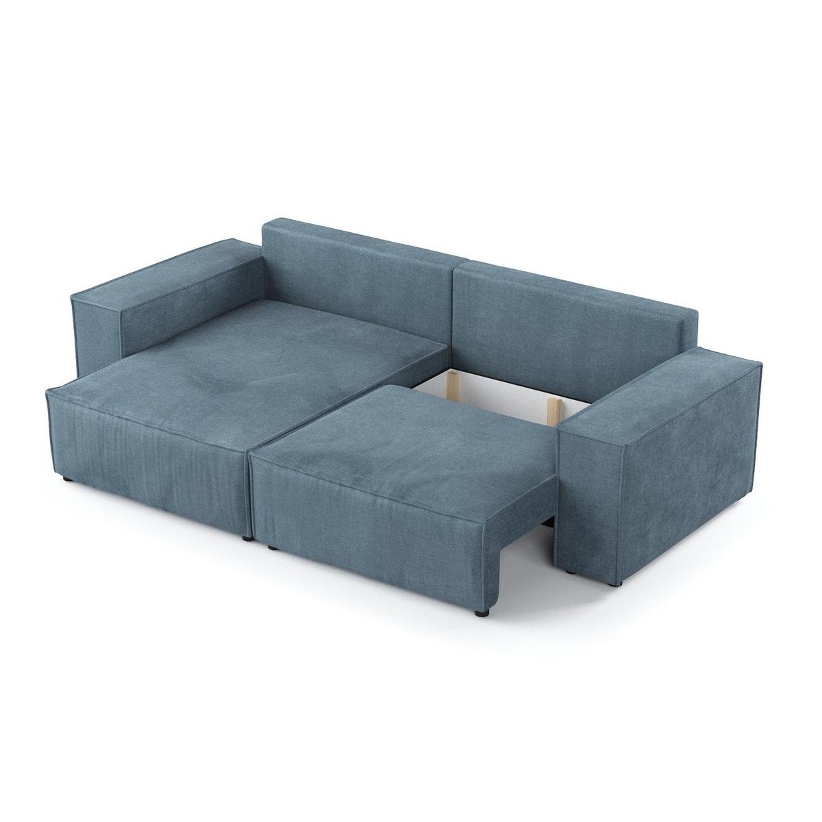 ECKSOFA CAVO mit Schlaffunktion Blau im Wind Stoff - Blau/Schwarz, Holz/Holzwerkstoff (255/148cm) - AltaBeds