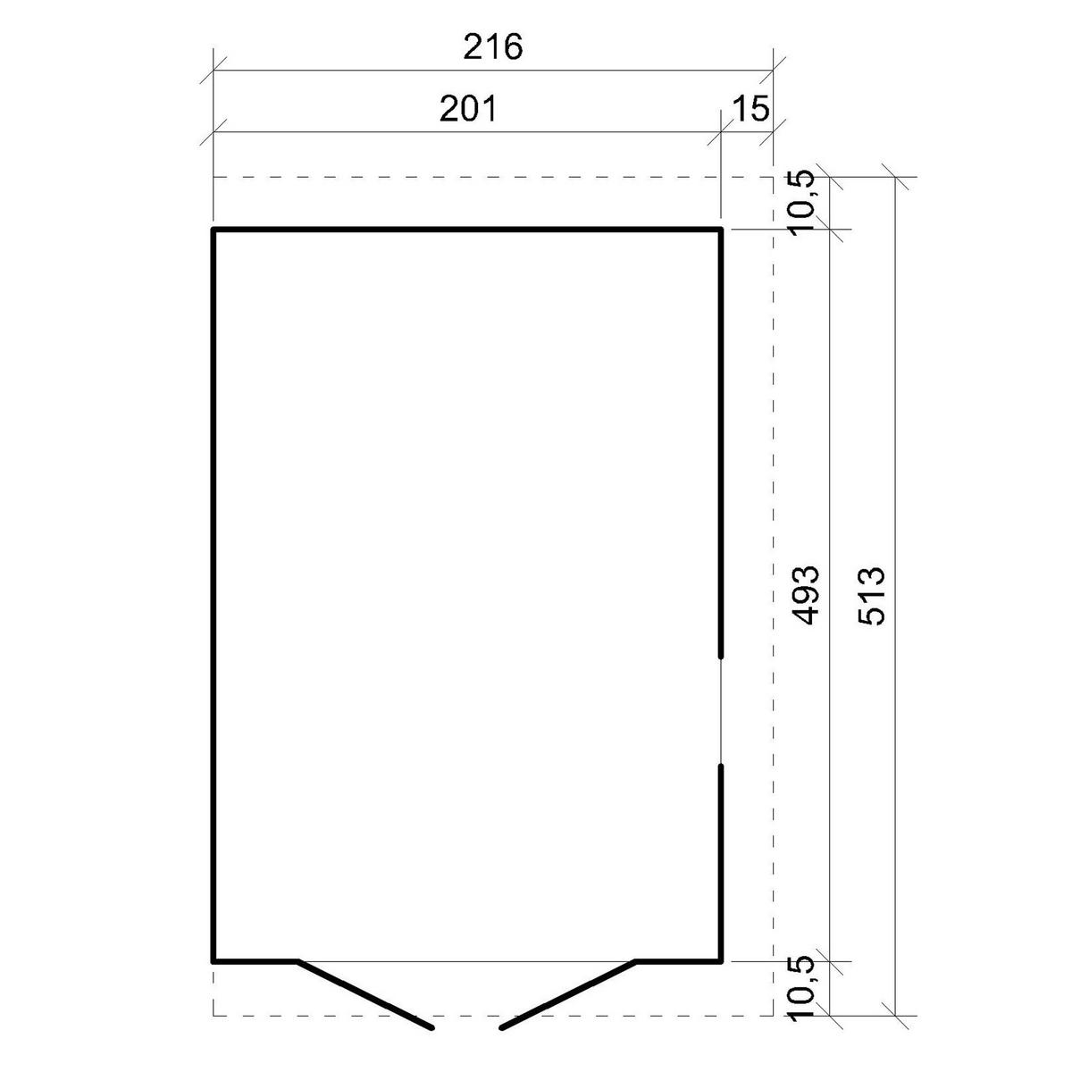 HOLZ-GARTENHAUS (ohne Seitenwand) - H244x211x514 cm/10 m2 - M341 - Beige, Holz (216/243/493cm) - Timbela