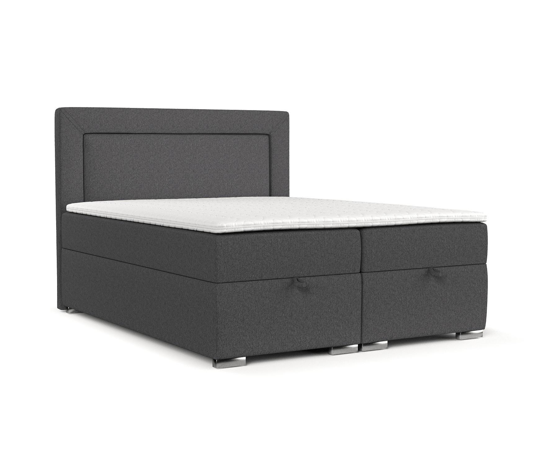 BOXBETT Lontano 140/200 cm Anthrazit im Megan Stoff - Chromfarben/Anthrazit, Holz/Holzwerkstoff (140/200cm) - AltaBeds
