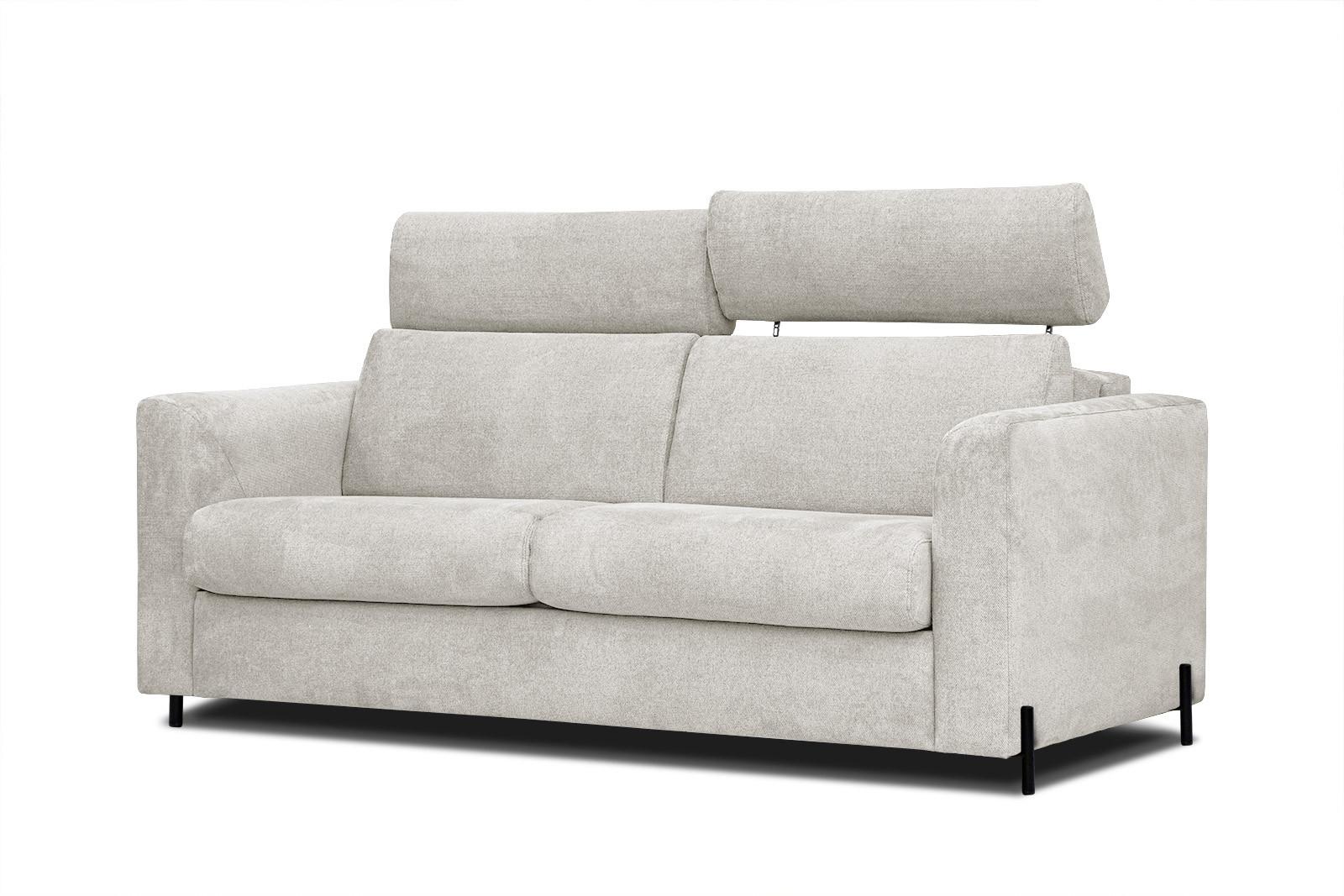 SOFA MEZO 3-Sitzer mit Schlaffunktion, ecru - Ecru/Schwarz, Holz/Textil (232/90/107cm) - Wozimo