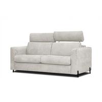 SOFA MEZO 3-Sitzer mit Schlaffunktion, ecru - Ecru/Schwarz, Holz/Textil (232/90/107cm) - Wozimo