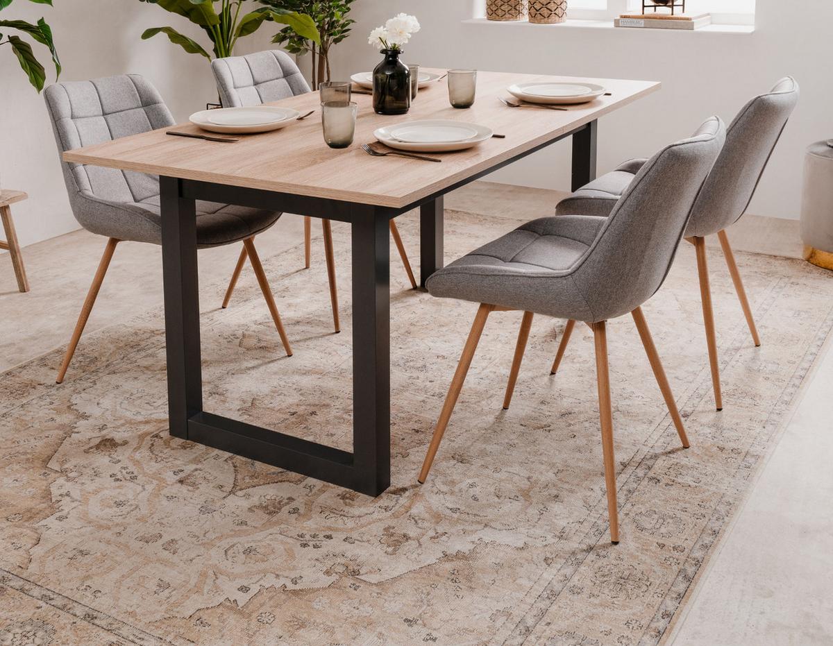 ESSTISCH Sonoma Eiche, Anthrazit Industrial, Küchentisch ausziehbar 160 x 200 cm, bis 8 Personen - Anthrazit/Sonoma Eiche, Holzwerkstoff (90/160/75cm) - Furn.Design