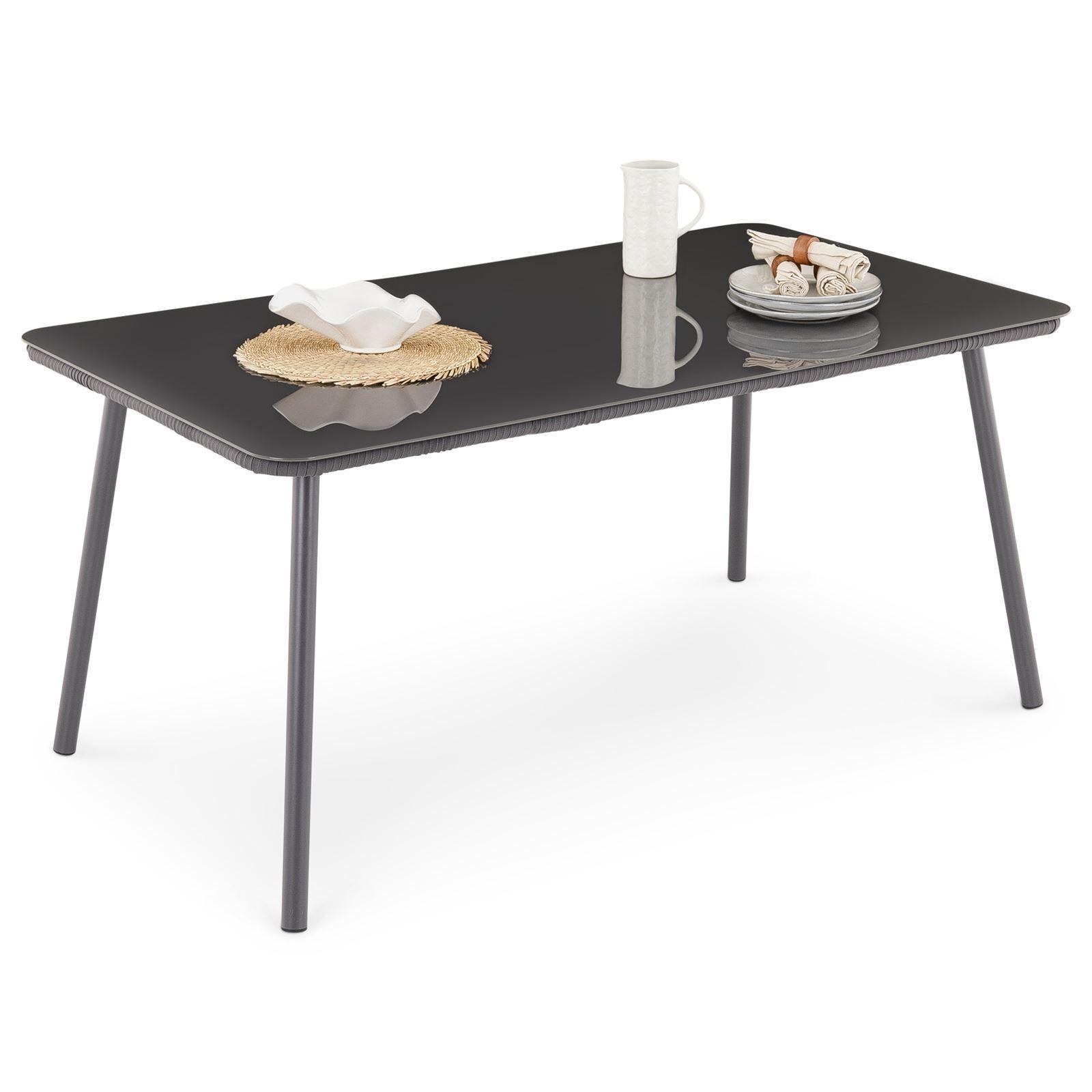 GARTENTISCH VOLONTE grau, schwarz - Grau, Glas/Metall (90/160/75cm) - IDIMEX