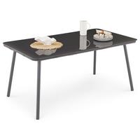 GARTENTISCH VOLONTE grau, schwarz - Grau, Glas/Metall (90/160/75cm) - IDIMEX