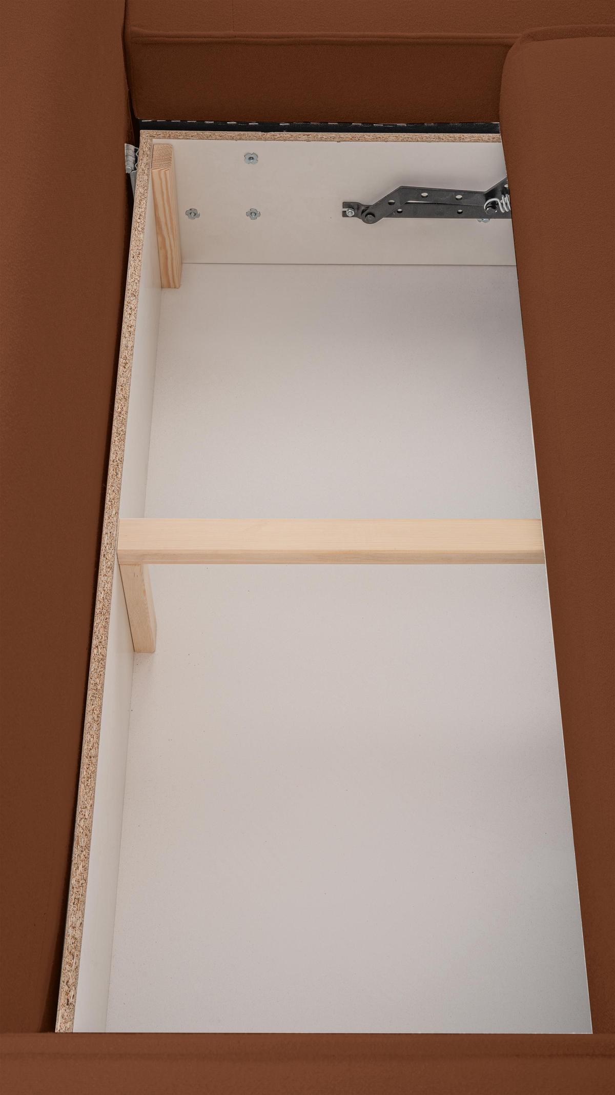 WOHNLANDSCHAFT Ablia Ziegelrot 364/168/87 cm mit Schlaffunktion - Dunkelorange/Schwarz, Kunststoff/Textil (364/87/168cm) - AX Living