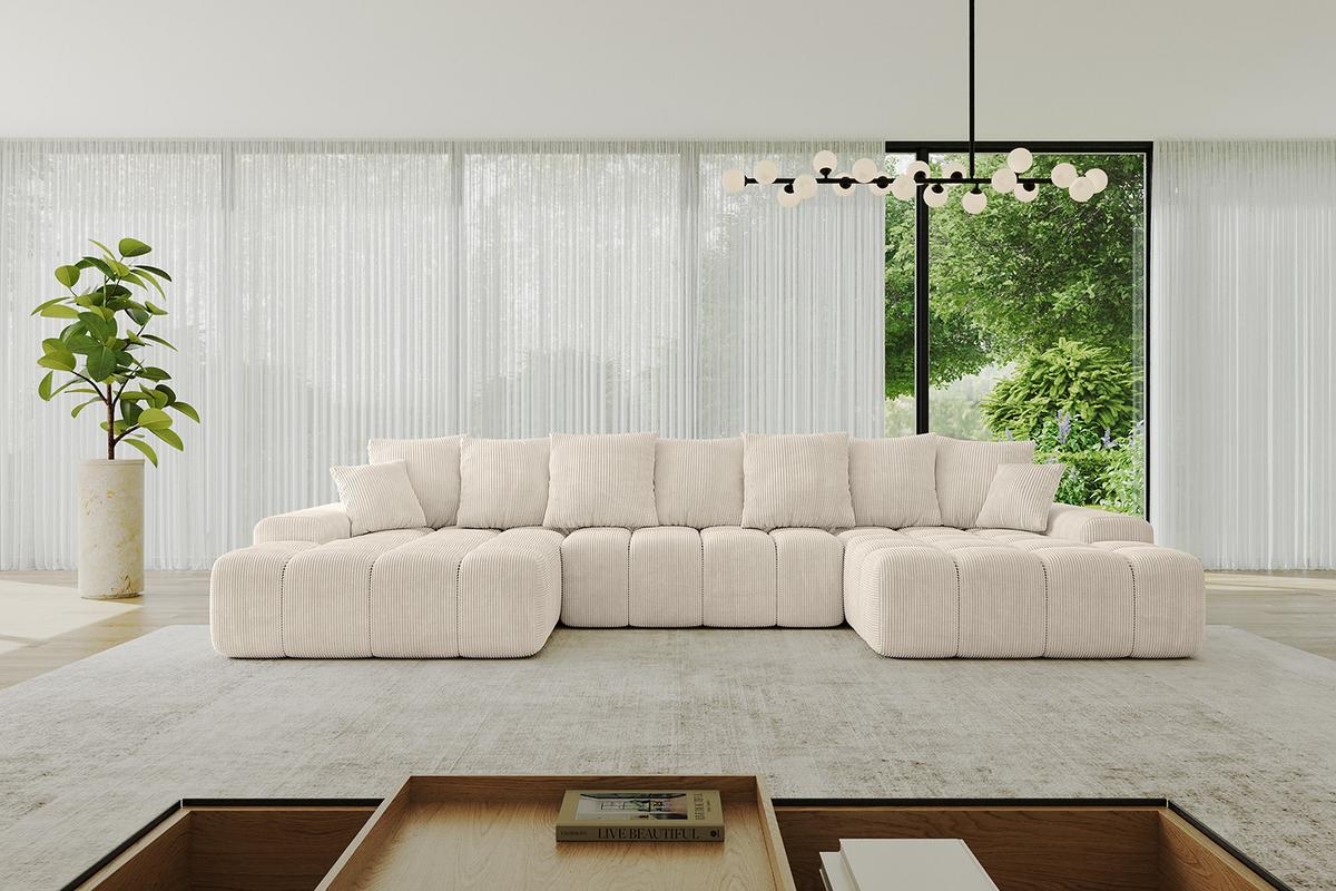 WOHNLANDSCHAFT ENSI-U - 353x164x69 cm Beige - Beige, Holzwerkstoff/Kunststoff (357/69/164cm) - ALTDECOR