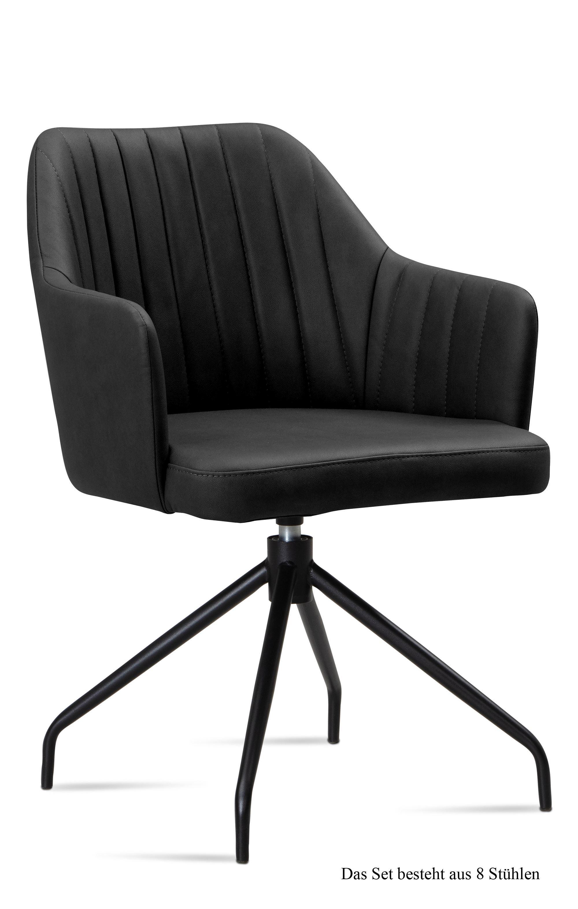 ARMLEHNSTUHL drehbar (8er-Set) Dorena 58x81x60 Schwarz/Anthrazit - Anthrazit/Schwarz, Kunststoff (60/81/58cm) - 58aufmkessel
