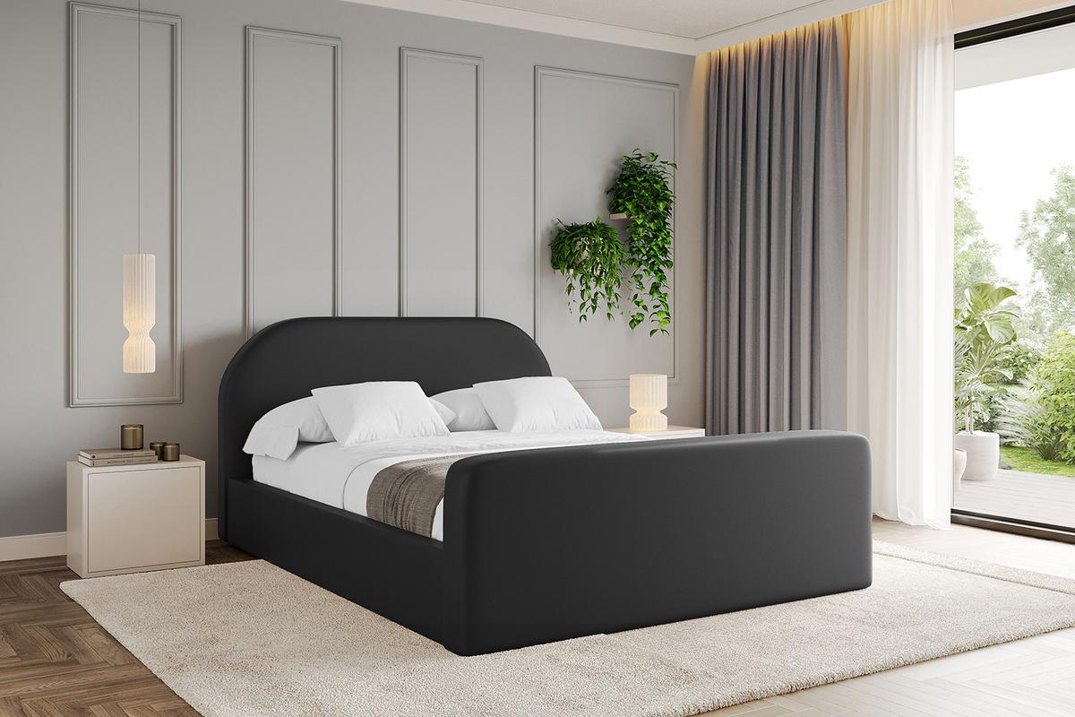 POLSTERBETT mit Bettkasten, Fußteil und Lattenrost, Boxbett ohne Matratze - TIVON-Z 180x200 Schwarz Kunstleder - Schwarz Hochglanz, Holzwerkstoff/Textil (180/200cm) - ALTDECOR