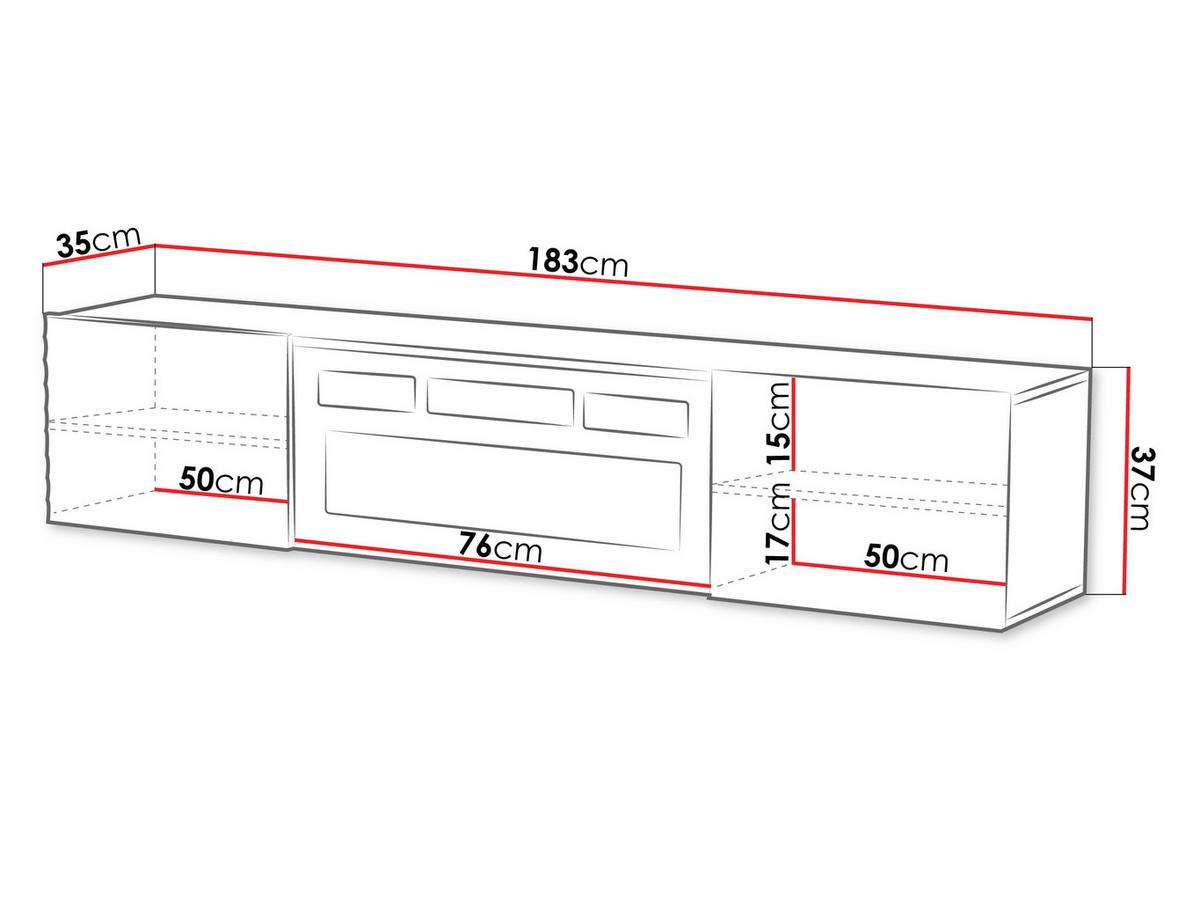 TV-LOWBOARD Tula mit Kamin - Schwarz, Holzwerkstoff (183/37/35cm) - MIRJAN24