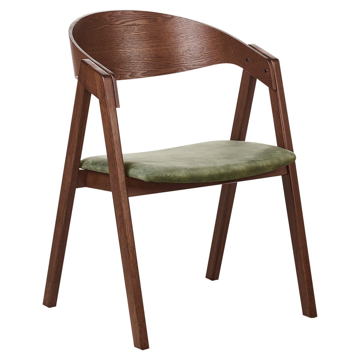 ESSZIMMERSTUHL 2er-Set Dunkelgrün Yuba - Dunkelgrün/Braun, Holzwerkstoff (56/79/44cm) - Beliani