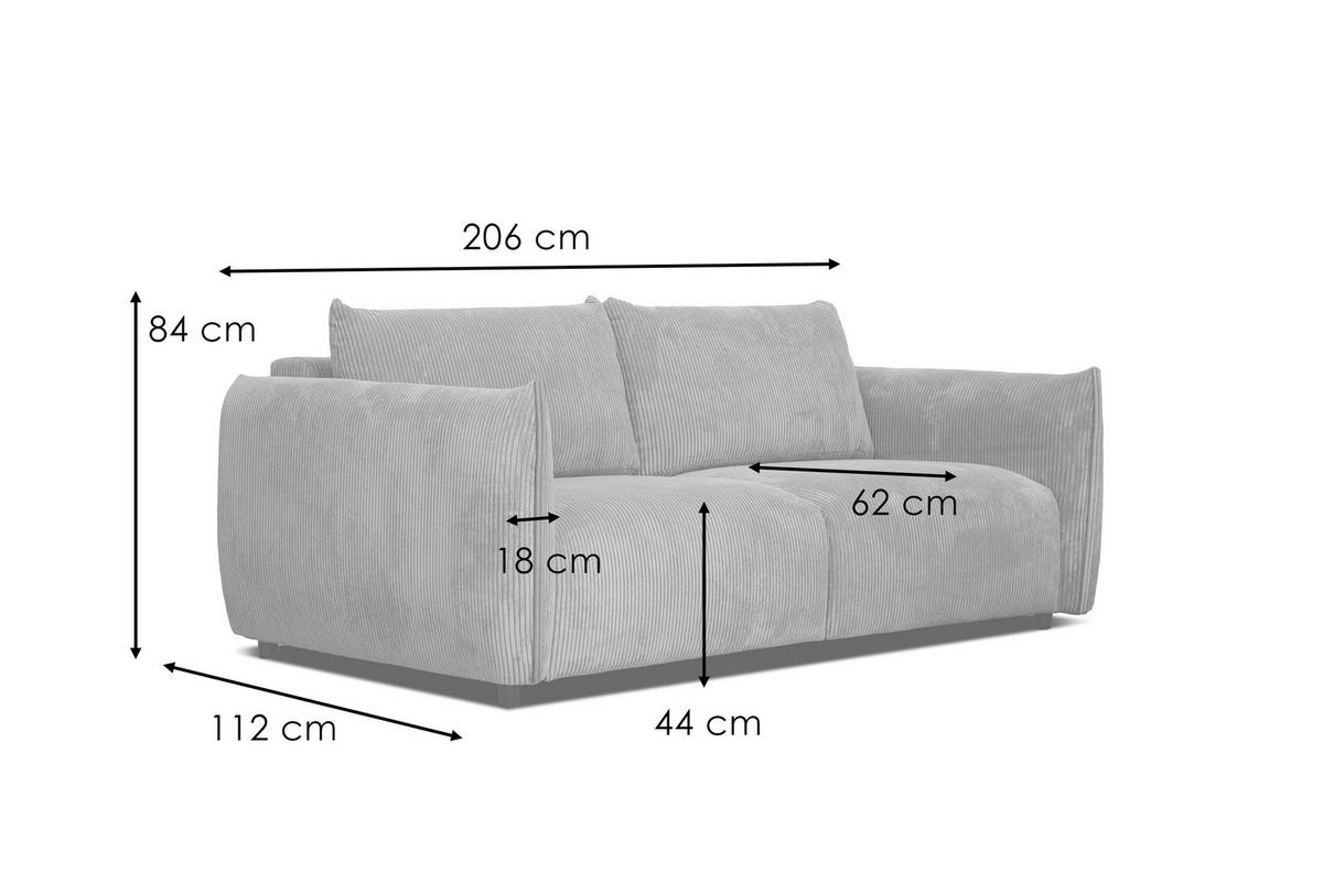SOFA TAUER 3-Sitzer, dunkelgrau - Dunkelgrau/Schwarz, Holzwerkstoff/Kunststoff (112/84/206cm) - Wozimo