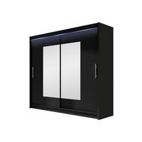 KLEIDERSCHRANK London VII, mit RGB LED Beleuchtung - Silberfarben/Schwarz, Holzwerkstoff/Kunststoff (180/215/58cm) - MIRJAN24
