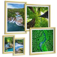BILDER SET 5er Set - 50x50 cm & 20x30 cm & 40x60 cm Goldrahmen - Strandwellen, Himmelsbrücke, Spaziergang - Goldfarben, Kunststoff (40/60cm) - TULUP