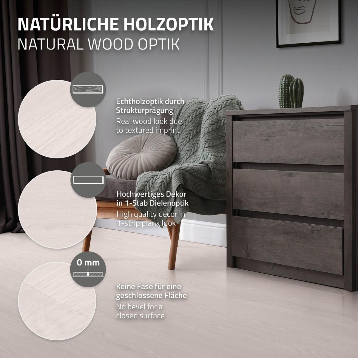 VINYLBODEN selbstklebend 2,23m²/16 Dielen Eiche Weiß - Weiß, Kunststoff (91.5/15.3/0.2cm) - ML-DESIGN