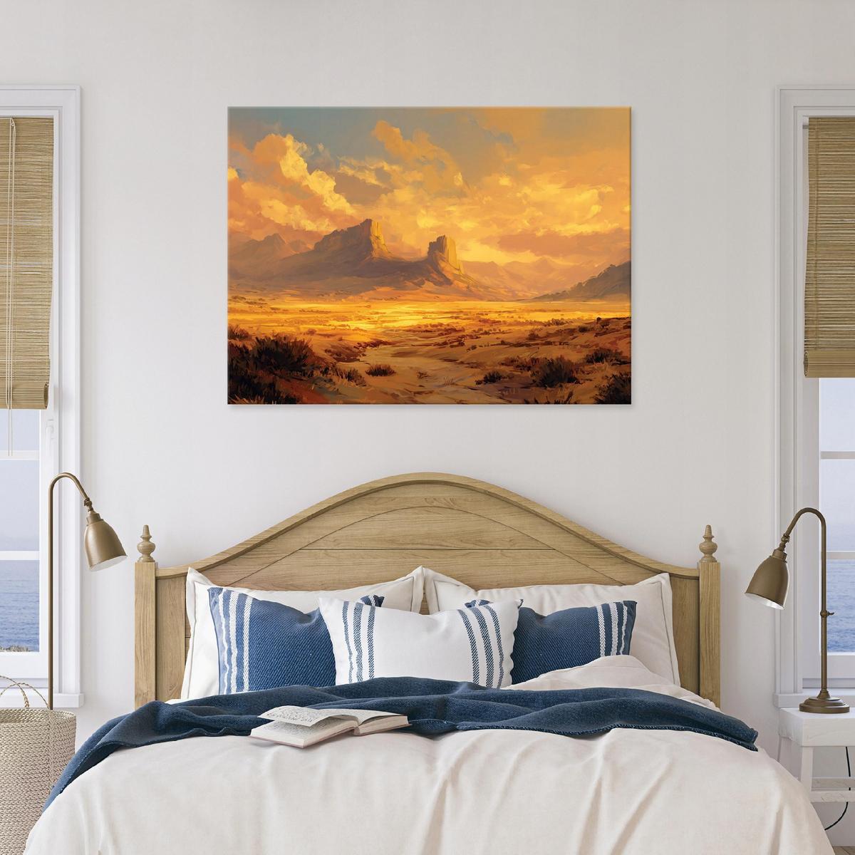 LEINWANDBILD Landschaft Wüste Orange 60x40 cm - Multicolor, Holzwerkstoff (60/40cm) - Wallarena