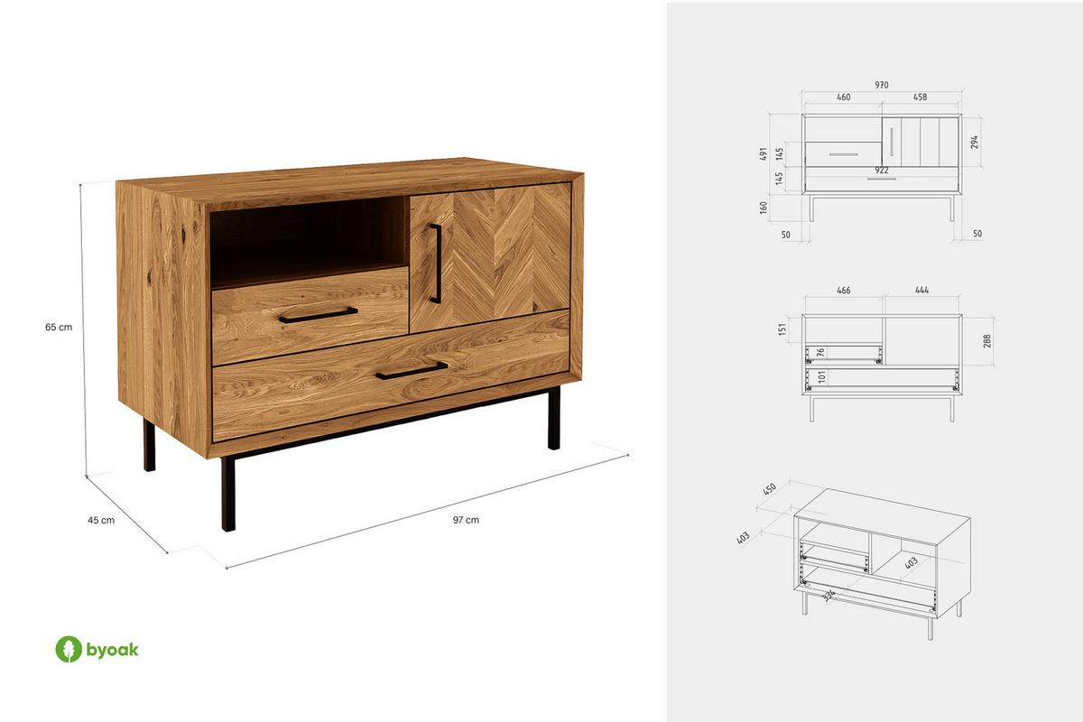 KOMMODE LEON Wildeiche - Wildeiche, Holz (97/65/45cm) - byoak