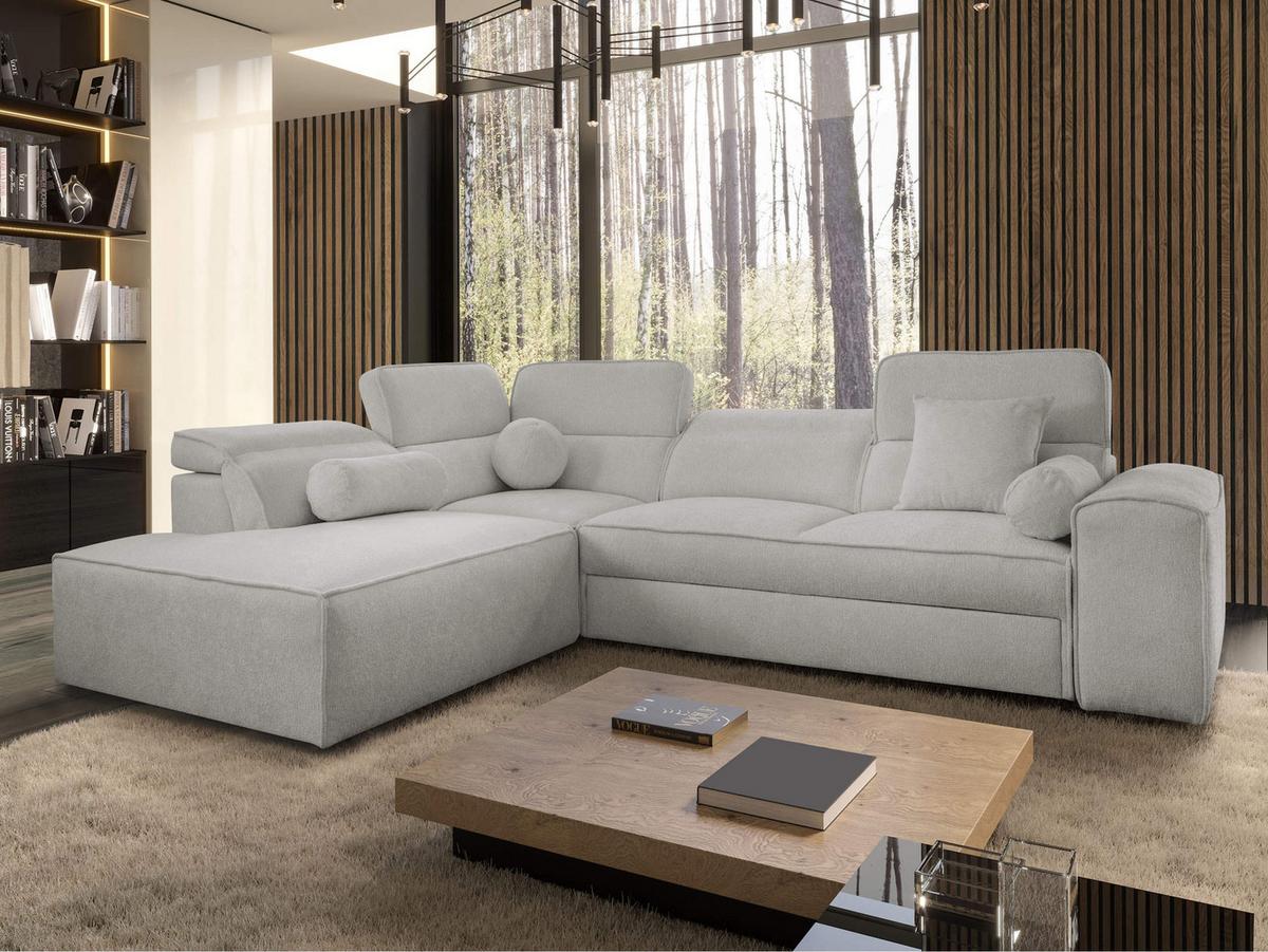 ECKSCHLAFSOFA Vito VII, Seite: Links - Hellgrau, Holz/Textil (276/214cm) - MIRJAN24