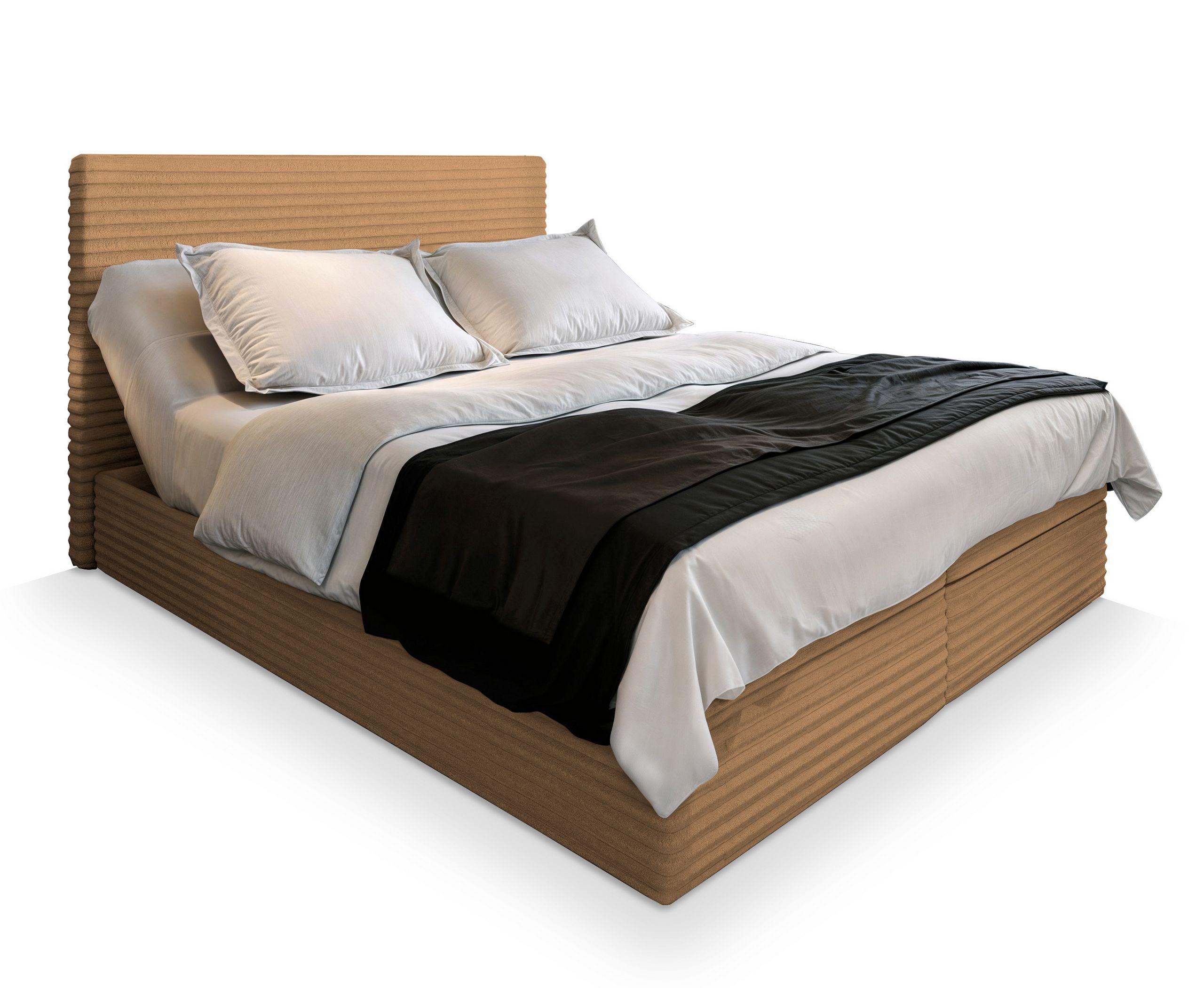BOXBETT MILARA 180x200 cm mit Matratze und Topper - Braun - Braun, Holz (180/200cm) - MASSENO