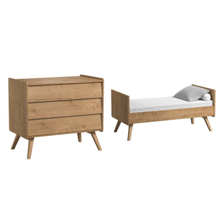 BABYZIMMER 2-teilig Eiche - Braun, Holzwerkstoff (145/103/75cm) - Petits-meubles