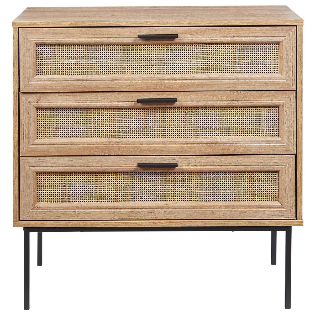 KOMMODE mit 3 Schubladen Hellbraun Pasco - Braun, Holzwerkstoff (80/80/40cm) - Beliani