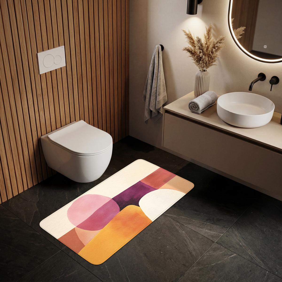 WC-VORLEGER Formen - Abstrakt - Farbenfroh WC Teppich 120x60 cm - Terracotta, Textil (120/1cm) - OnlyWow