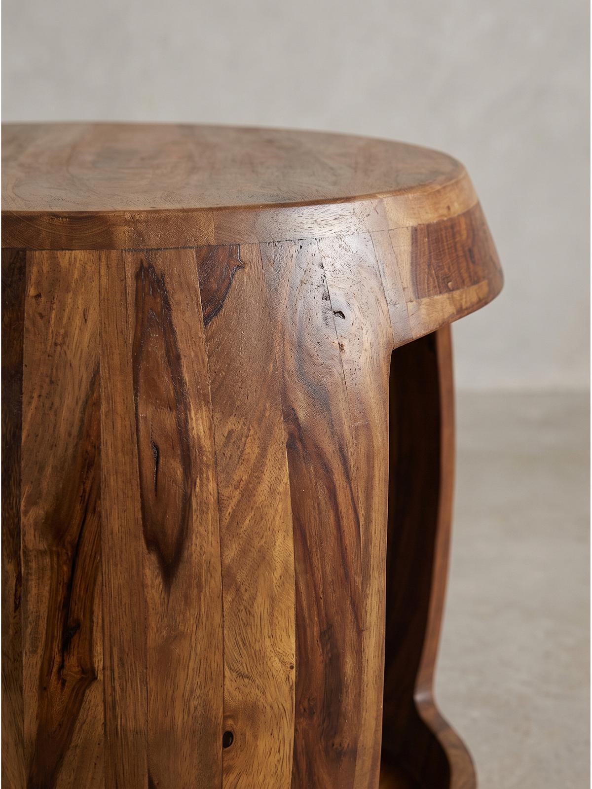 BEISTELLTISCH ANTEQUERA, Dunkles Massivholz, Ø 50 x 40 cm - Dunkelbraun/Braun, Holz (50/50/40cm) - KADIMA DESIGN