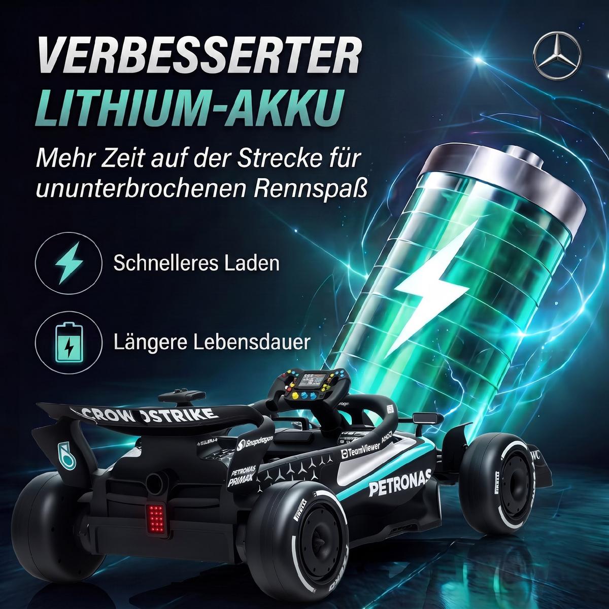 ELEKTRO-GO-KART Kunststoff Schwarz - Schwarz, Kunststoff (123/66/39cm) - AIYAPLAY