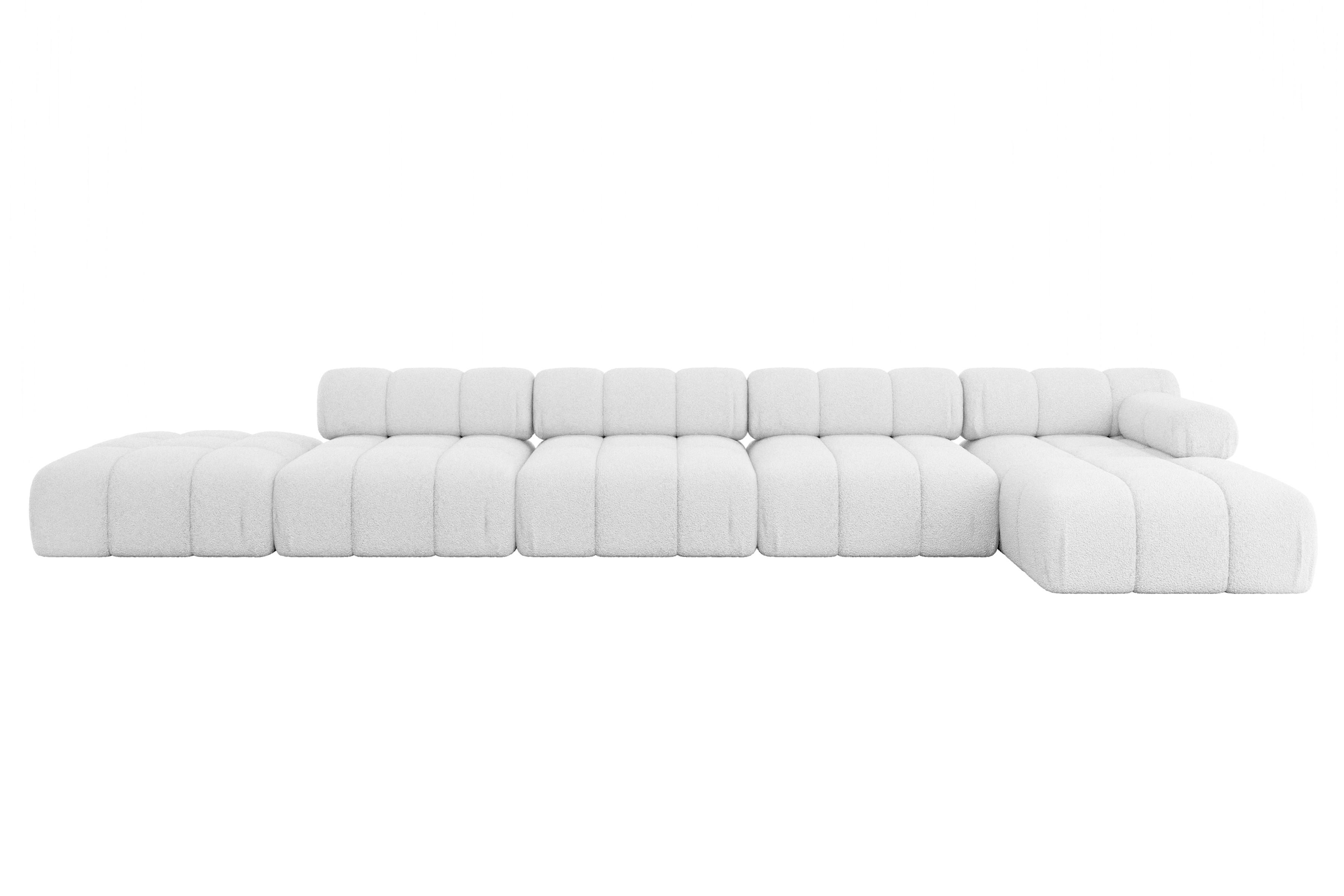 ECKSOFA modulares Sofa Lizur-L3 - 475x160x70 cm Weiß Bouclé - Weiß, Holzwerkstoff/Textil (475/160cm) - ALTDECOR