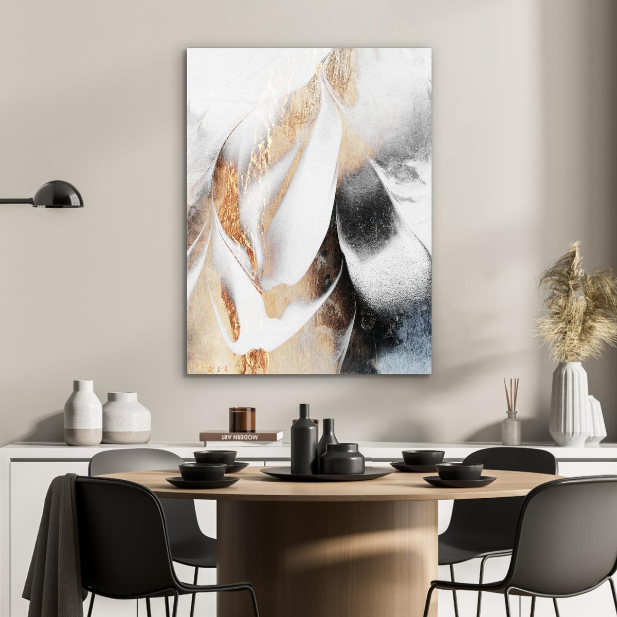 METALLBILD Luxus - Abstrakt - Gold - Weiß 60x80 cm - Goldfarben, Metall (60/80cm) - MuchoWow