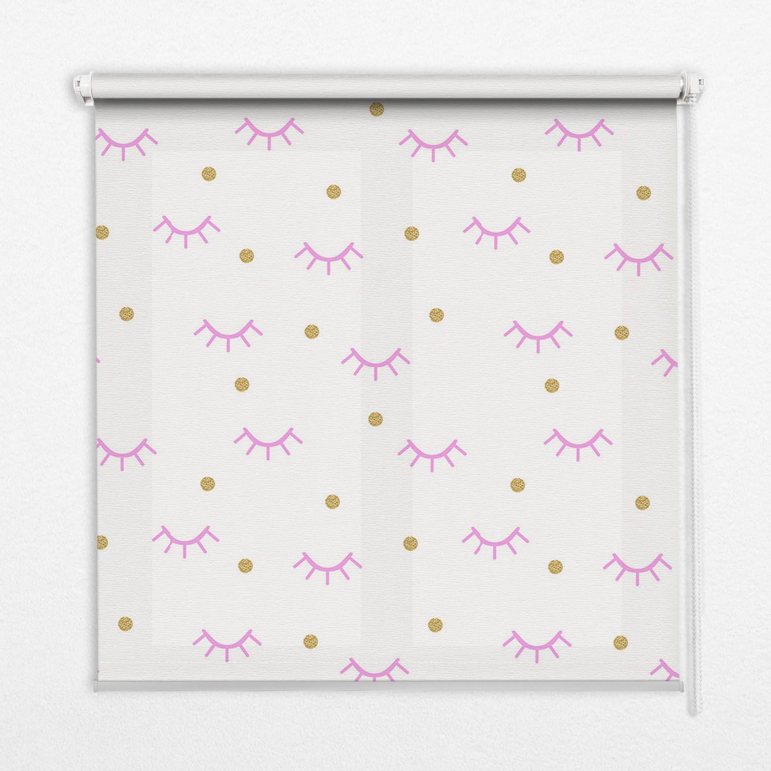 INNENROLLO - Fensterrollo - Rollo - 100x140 cm - Gezeichnete Augenbrauen und Punkte - Pink, Kunststoff (100/140/0.5cm) - TULUP