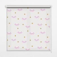 INNENROLLO - Fensterrollo - Rollo - 100x140 cm - Gezeichnete Augenbrauen und Punkte - Pink, Kunststoff (100/140/0.5cm) - TULUP