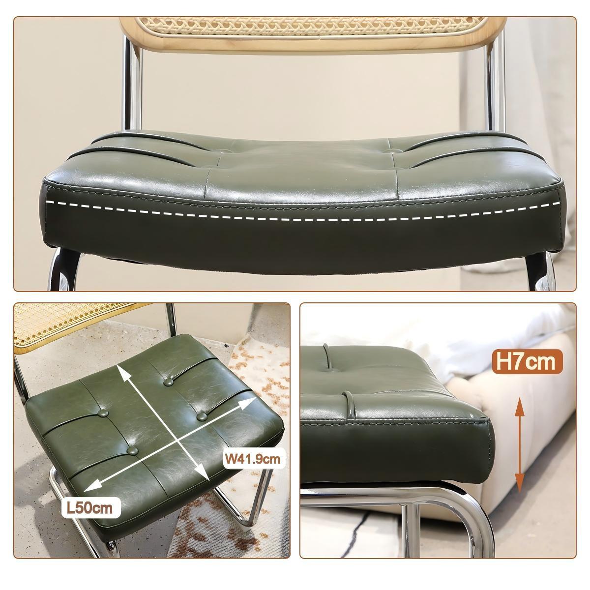 ESSZIMMERSTÜHLE 4er Set Freischwinger Rattan Kunstleder - Grün, Leder (53/84.6/46.4cm) - Urban Meuble