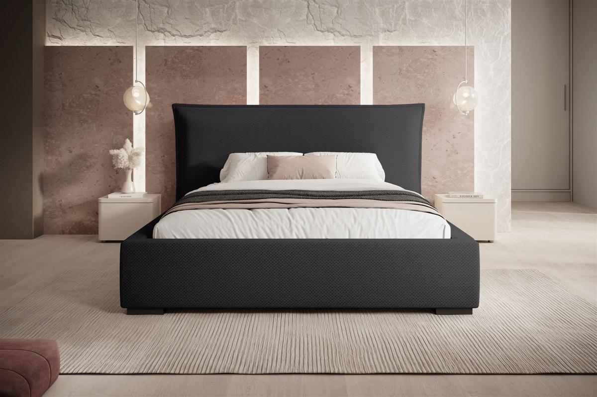 POLSTERBETT Amada Komplettset In Pop - Schwarz, Holzwerkstoff/Textil (160/200cm) - Fun Möbel