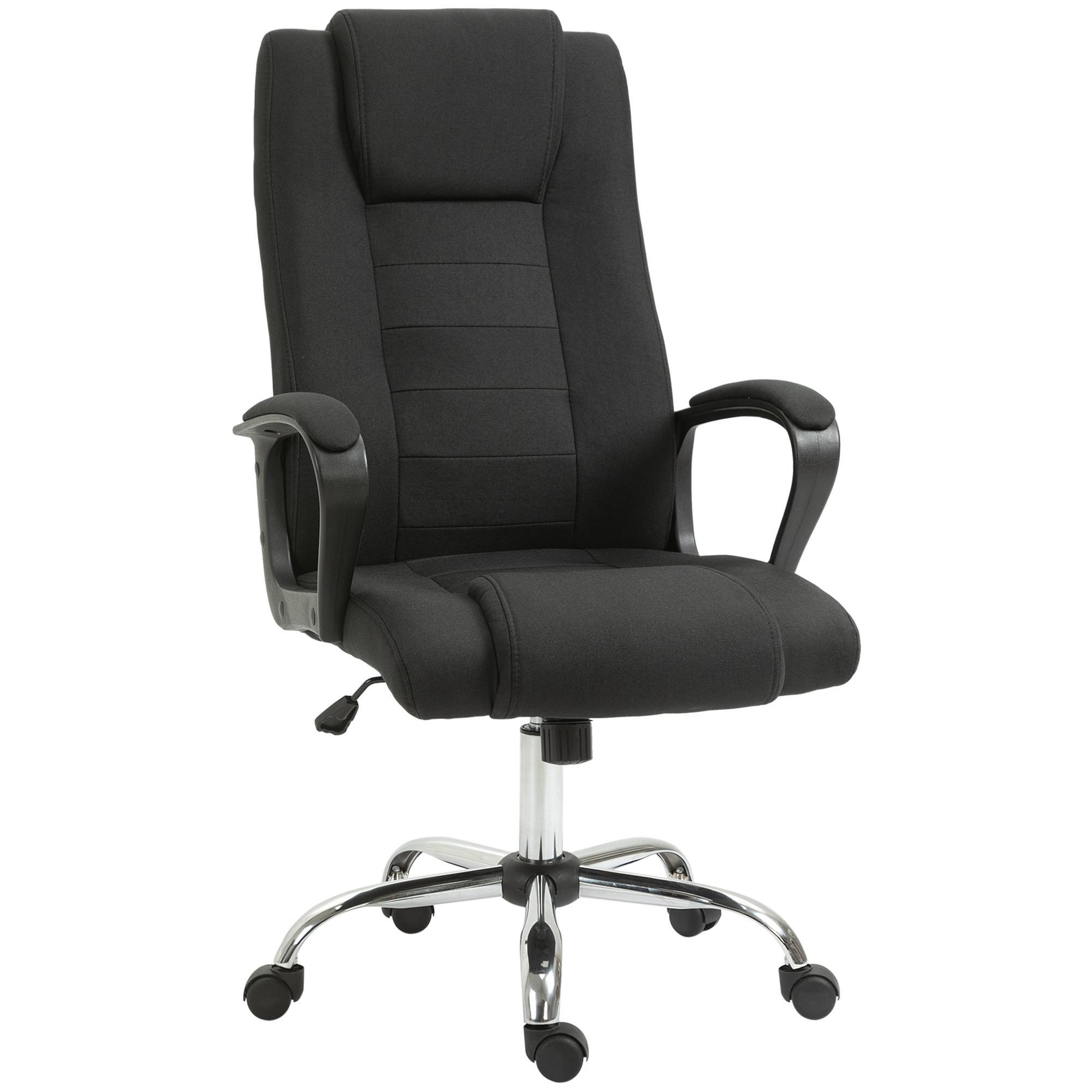 BÜROSTUHL Computerstuhl mit Wippenfunktion höhenverstellbar drehbar Leinen-Touch - Schwarz, Kunststoff (62/119/76cm) - Vinsetto
