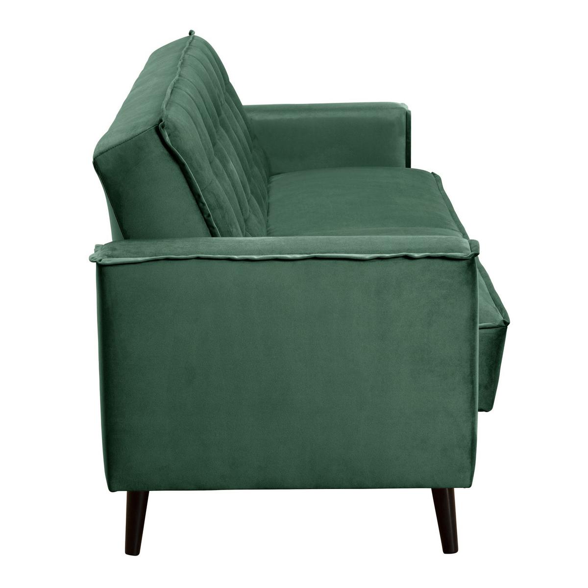 SOFA 3-Sitzer mit Bettfunktion Kaycee Samtvelours grün - Grün, Kunststoff (78/84/240cm) - 58aufmkessel