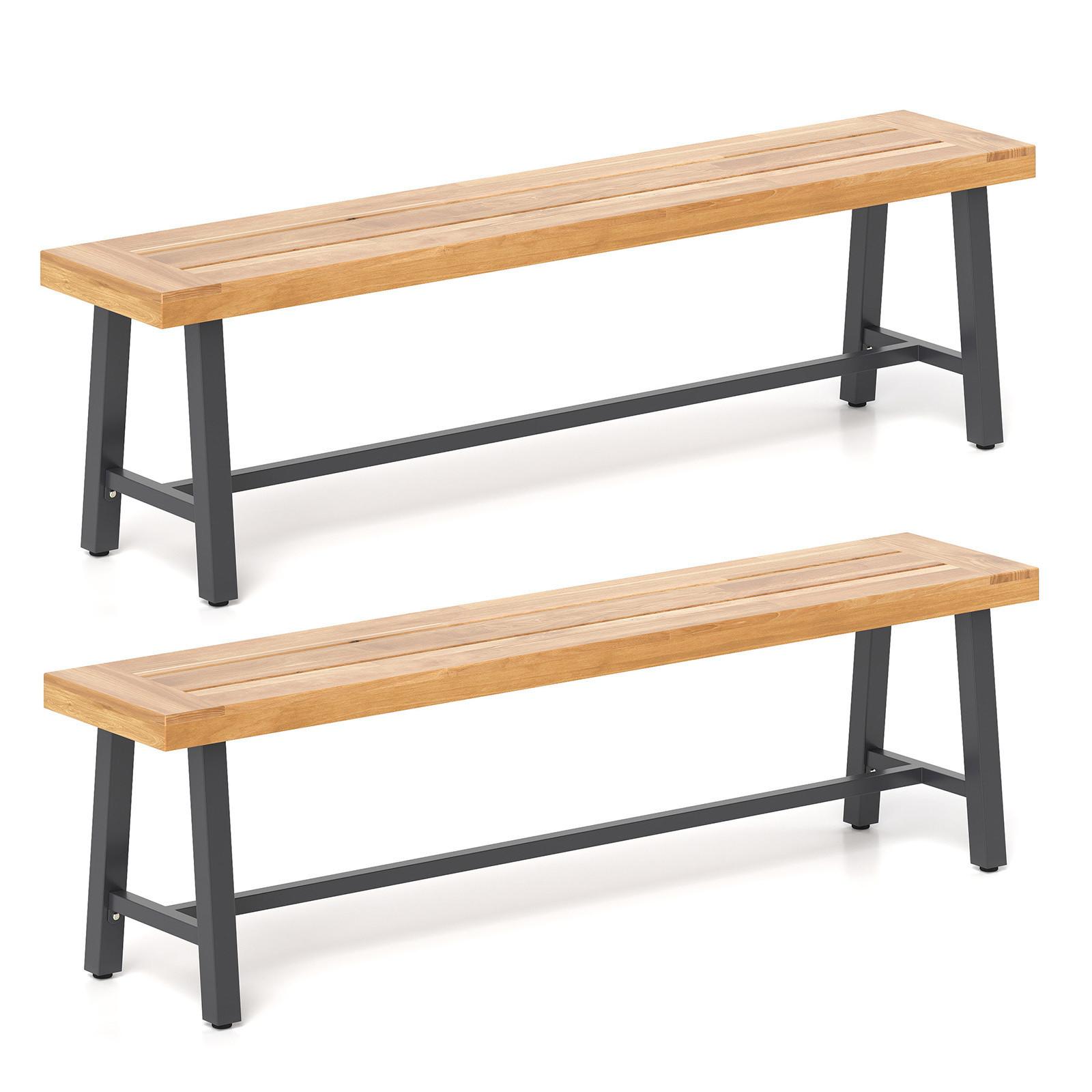BIERGARTENBANK Natur(2er-Set) - Naturfarben, Holz (160/45/32cm) - COSTWAY