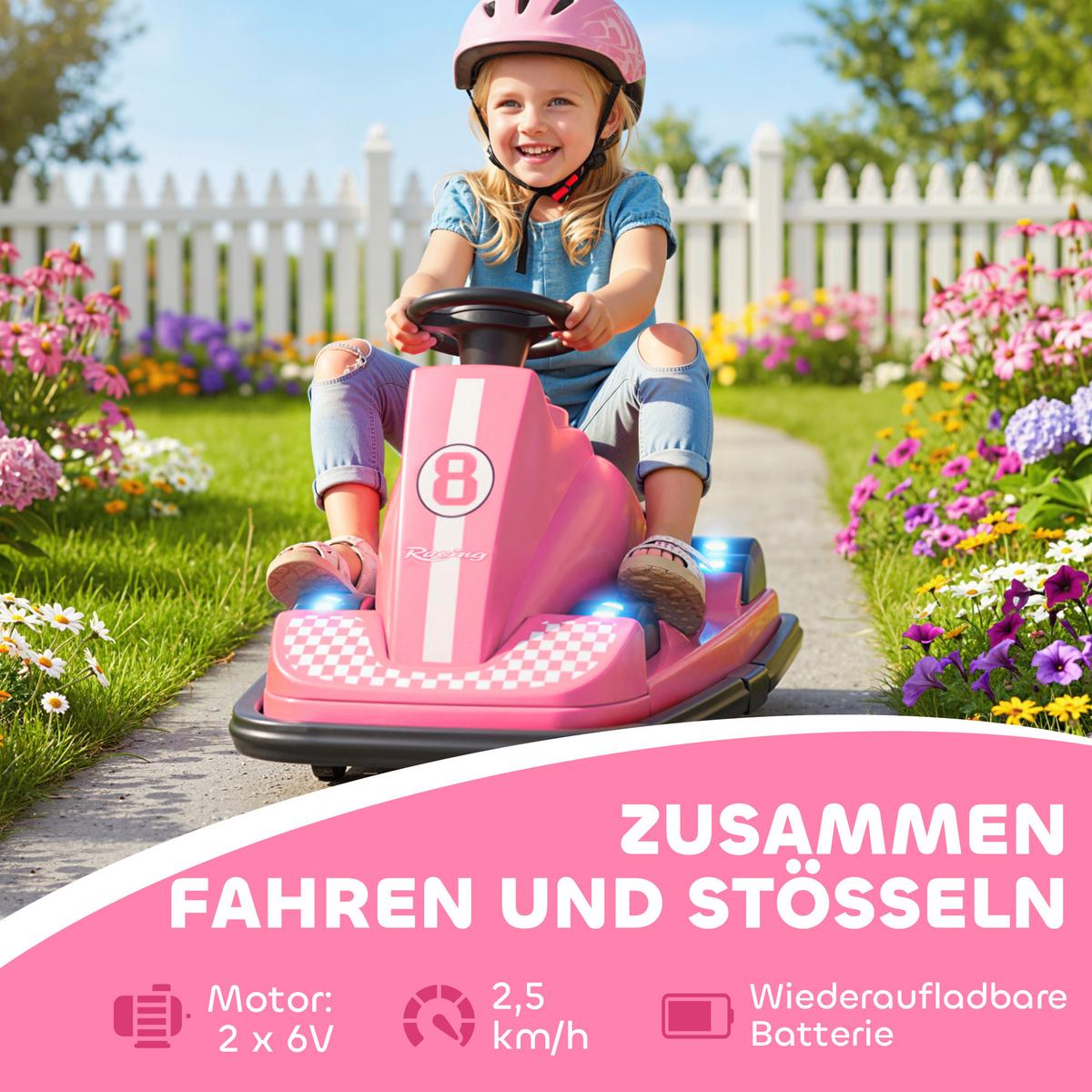 AUTOSCOOTER Metall Kunststoff Rosa - Dunkelrosa, Metall (74/53/48cm) - AIYAPLAY