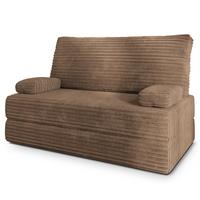 BETTSOFA LADIA aus Schaumstoff Kordstoff Beige Schlaffunktion - Beige, Textil (140/86/60cm) - MASSENO