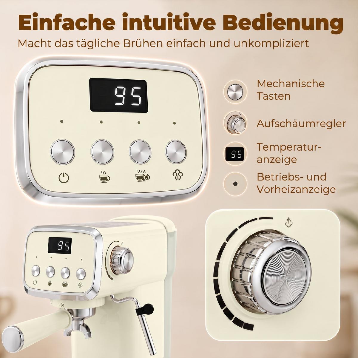 SIEBTRÄGERMASCHINE ABS Edelstahl Cremeweiß - Creme, Metall (17/31/32cm) - HOMCOM