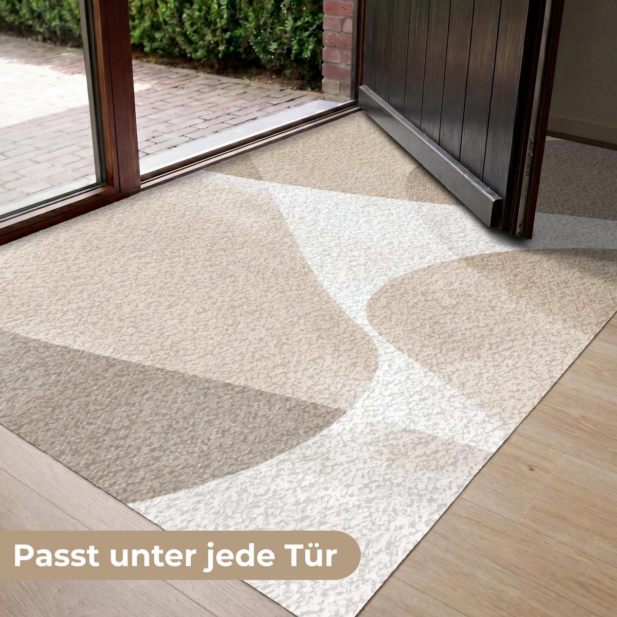 FUSSMATTE Glatte Oberflächen - Harmonisch - Wellenförmig Schmutzfangmatte 150x90 cm - Beige, Kunststoff (150/0.4cm) - MuchoWow