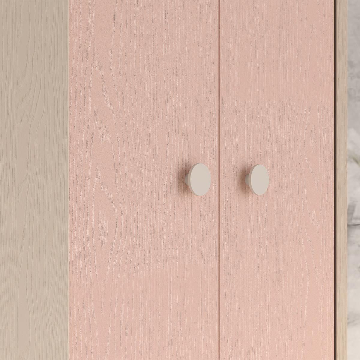 SCHRANK 2 Türen Alycia Beige - Korallenrosa - Holzeffekt - Pink, Holz (80/190/80cm) - Petits-meubles